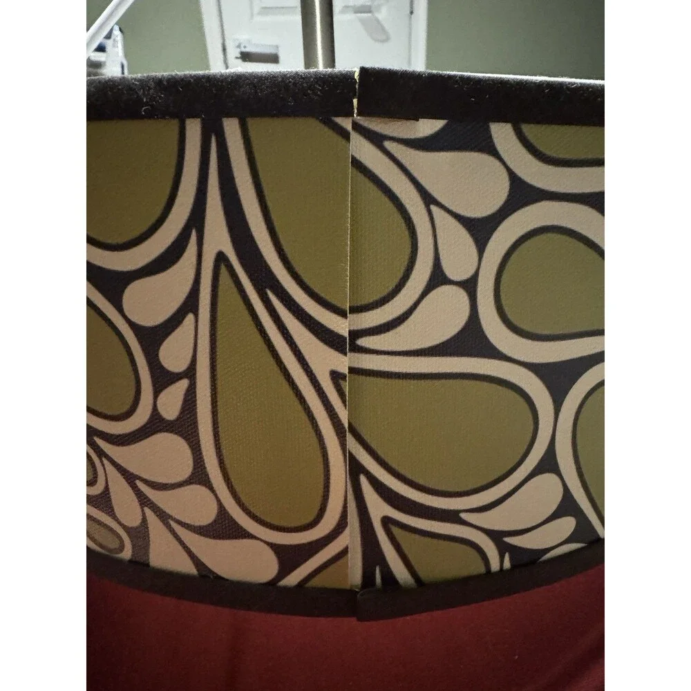 Vintage MCM Drum Pendant Light Olive Green Retro Ceiling Fixture